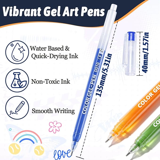 168Pcs Colored Gel Pens, 162 Colors 0.6mm Fine Point Gel Pens Colored Set for Adult Coloring Books, Journal Pen Markers for Coloring, Journaling Supplies, Writing Drawing Note Taking Office Home