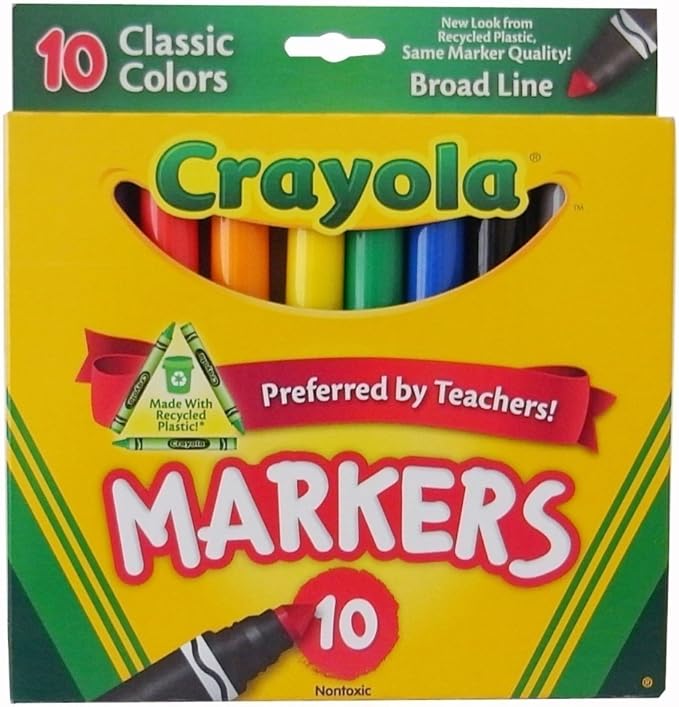 Crayola Broad Line Markers, Classic Colors 10 Each (Pack of 3)