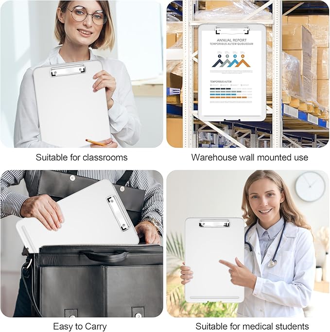 Hongri Clipboard with Storage, 8.5 x 11 Nursing Clip Board Foldable Storage for Nurses, Lawyers, Students, Classroom, Office, School, Size 13.4 x 9.4 X 0.9 in, White