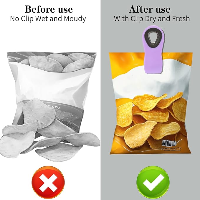 Chip Clips Bread Clips Bag Clips Magnetic Clips Chip Clip Chip Clips Bag Clips Food Clips Clips for Food Packages Chip Bag Clip (10pcs Light Yellow)