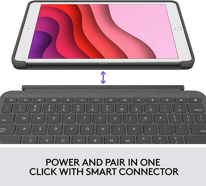 Logitech Combo Touch for iPad (7th, 8th and 9th Generation) Keyboard case with trackpad, Wireless Keyboard, Smart Connector Technology - Graphite