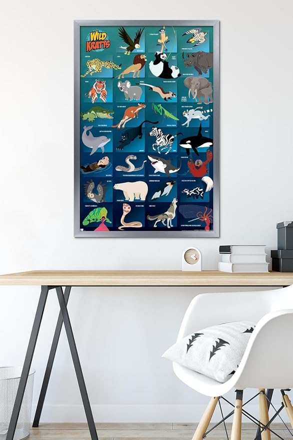 Wild Kratts - Grid Wall Poster, 34L" x 22.4W", Silver Framed Version