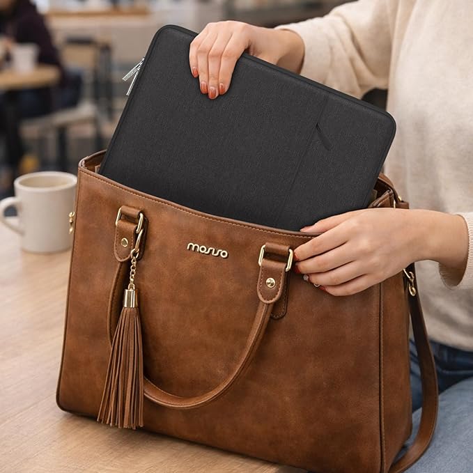 MOSISO Laptop Case 24 inch, 24 inch Laptop Sleeve Compatible with ASUS Gaming Monitor HP Dell Lenovo Notebook, Polyester Vertical Computer Sleeve Bag with Pocket, Black