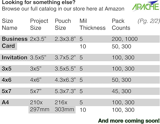Apache 300 Pack Laminating Pouches 3 mil, Holds 8.5 x 11 Inch Letter Size (9 x 11.5 Inch Sheets), Office and School Supplies, Thermal Laminating Sheets, Super Clear, Round Corner