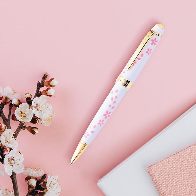 Cross Bailey Light Cherry Blossom Glossy White Resin with Gold PVD Appointments Ballpoint Pen