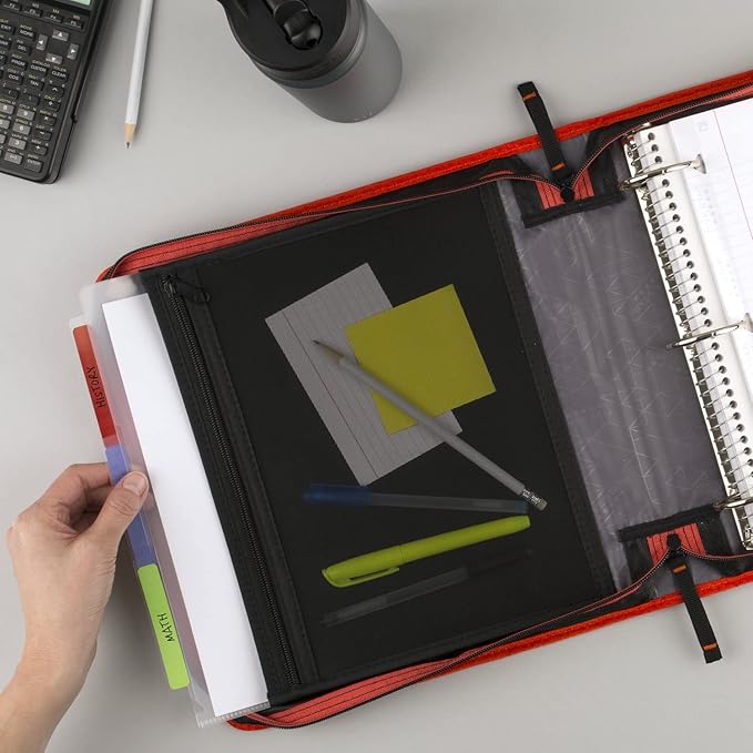 Five Star Zipper Binder, 2 Inch 3-Ring Binder with Removable File Folders, 530 Sheet Capacity, Red/Black (29036CE8)