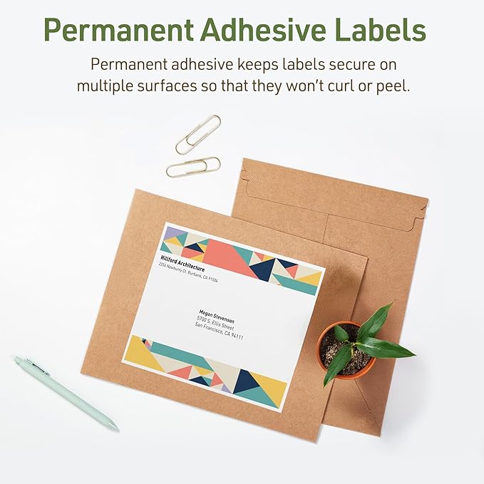 Avery EcoFriendly Recycled Shipping Labels, 8-1/2" x 11" Full-Sheet Labels, White, Permanent Adhesive, Laser & Inkjet Printers, 10 Total, Great for Mailing, Product Merchandising, and More (48809)