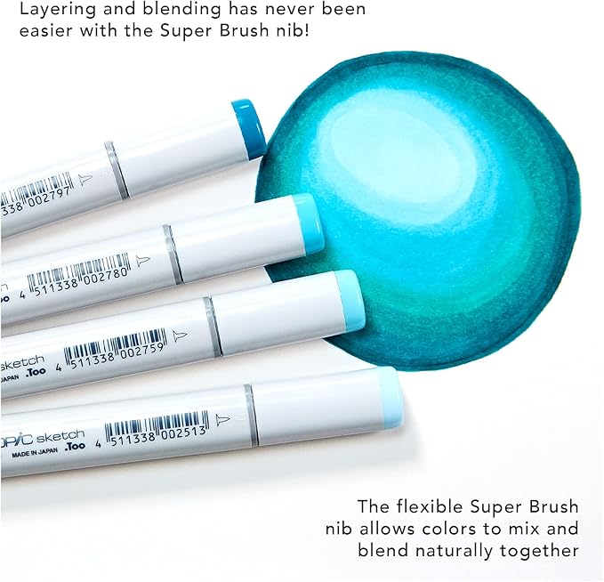 Copic Sketch Alcohol Markers, 6 Color Dual Tip Art Marker Set – Blendable Brush Tips for Drawing, Sketching, and Illustration – Professional Set for for Adult/Teen Artists & Creators - Earth Essential