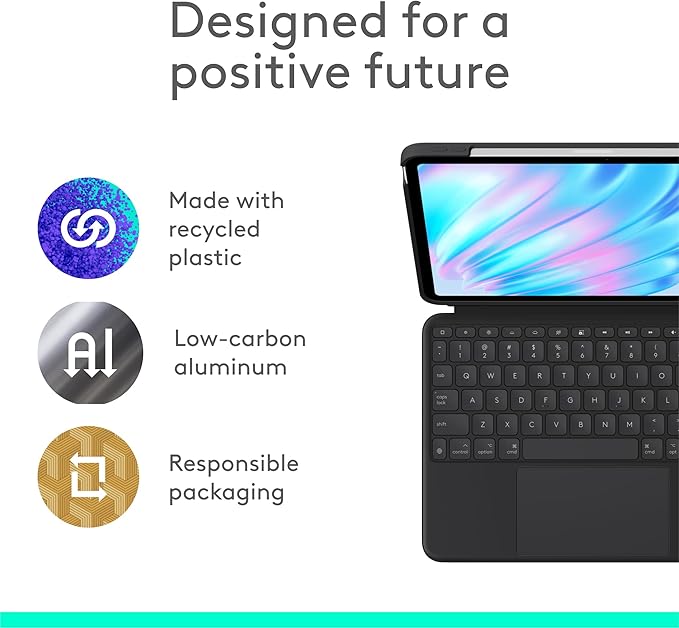 Logitech Combo Touch iPad Air 11-inch (M2 & M3), iPad Air (5th gen) Keyboard Case - Detachable Backlit Keyboard with Kickstand - Midnight Black