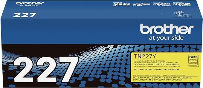 Brother Genuine TN227Y, High Yield Toner Cartridge, Replacement Yellow Toner, Page Yield Up to 2,300 Pages, TN227, Amazon Dash Replenishment Cartridge, 15.3 x 4.1 x 6.1 inches