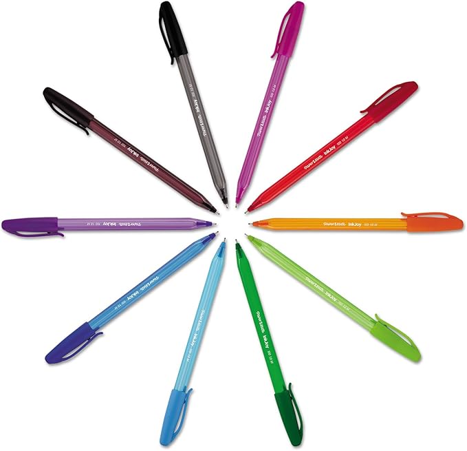 Paper Mate InkJoy 100ST Ballpoint Pen, Medium 1 mm, Black Ink, Black Barrel, Dozen