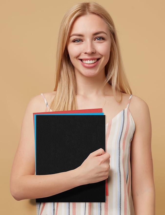 SUNEE Folders with Pockets(25 Pack, Black), 2 Pocket Folders Fit Letter Size Paper, Paper File Folder for School Office Home Bussiness