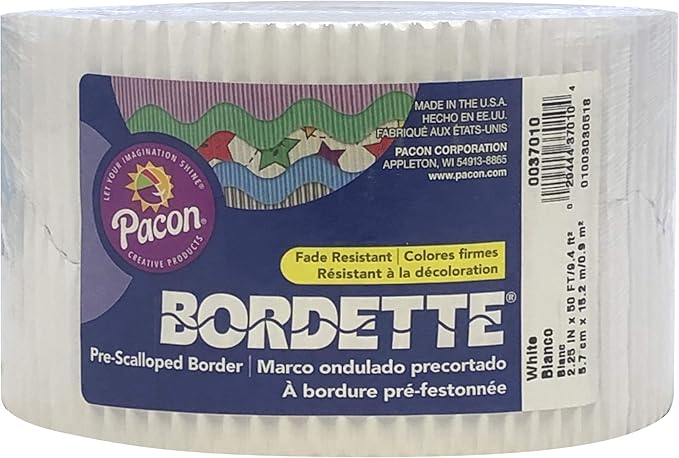 Bordette, PAC37014, Decorative Border, 1 / Roll, White, 2.25" x50' (Pack of 2)