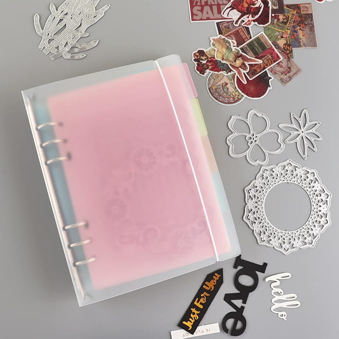 BAOFALI 3 PCS A5 6 Ring Binder Cover Clean Transparent Soft PVC for Refillable Notebook Shell withMatte surfaceforStamp & Die Storage (Transparent)