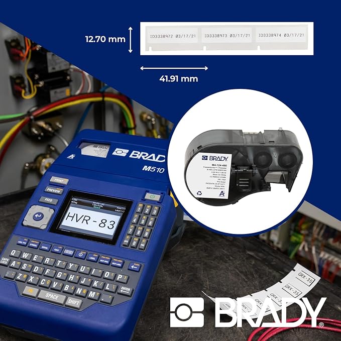 Brady FreezerBondz™ Polyester Pre-Sized Labels for Label Printer BMP41/BMP51/BMP53/M511-180 Self Adhesive Printer Labels - Black on White (12,70 mm (W) x 41,91 mm (H)) - M4-124-490