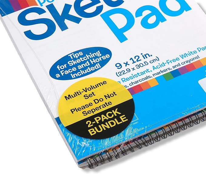 Melissa & Doug Drawing Paper, Sketch Pad, 2-Pack Bundle for Coloring, Writing or Painting (9 x 12 inches) - 50 Sheets Each, Kids Drawing Pad & Art Supplies for Kids Ages 3+ - FSC Certified