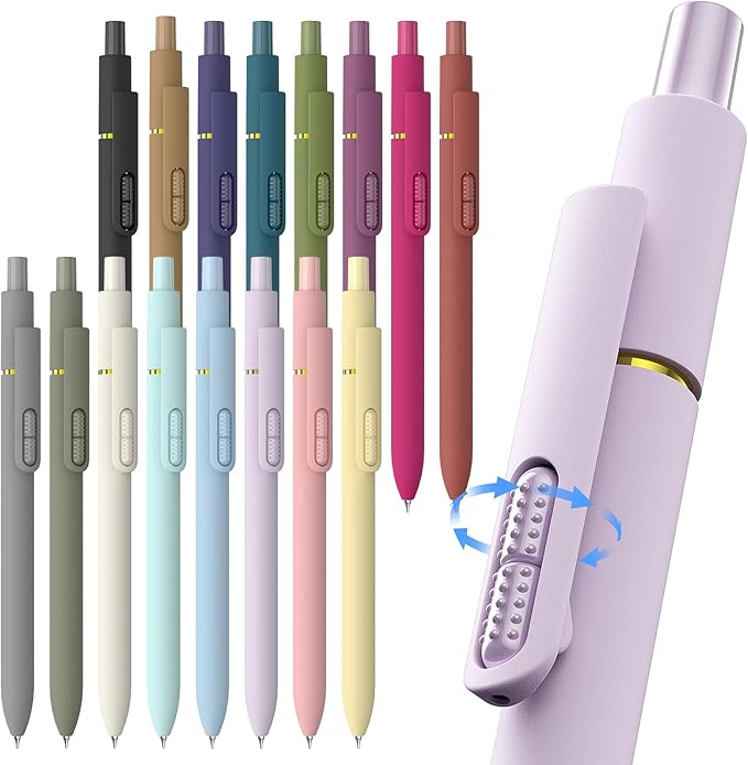 16 Pcs Gel Ink Pens, 0.7mm Fine Point for Smooth Writing Journaling Pens, Black Quick-Dry Long Lasting Fidge Pens, Cute School Office Supplies Gifts for Women (16Pcs Morandi+Vintage-Black Ink)