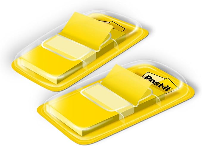 Post-it Flags, Yellow, 100 Count (50 x 2 Dispensers) – Repositionable Sticky Page Marker Tabs in Pop-up Dispenser for Documents, Books, Planners Removable Flags for Office, School, Legal Files