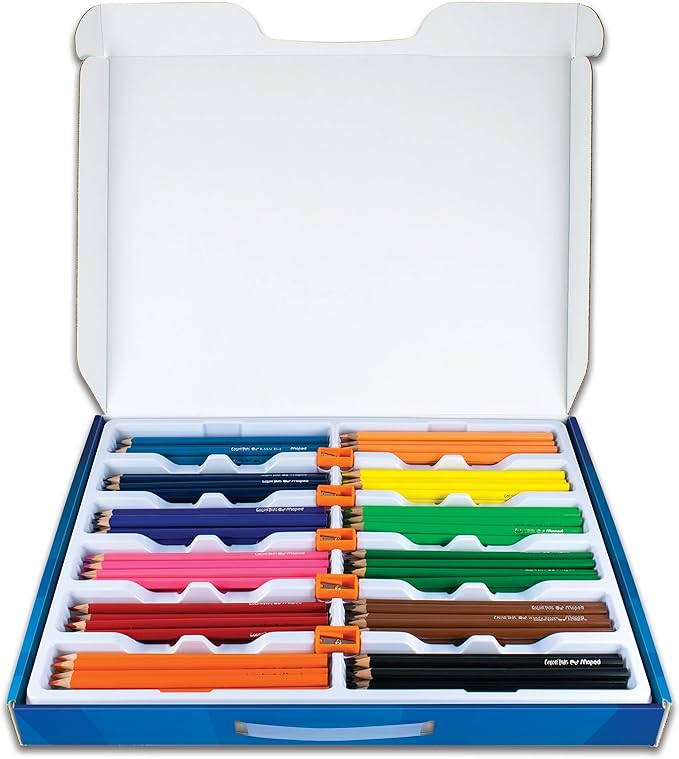 Maped - Color'Peps Triangular Colored Pencils School Pack - 240 Pack + 5 FREE Pencil Sharpeners - Vibrant Colors