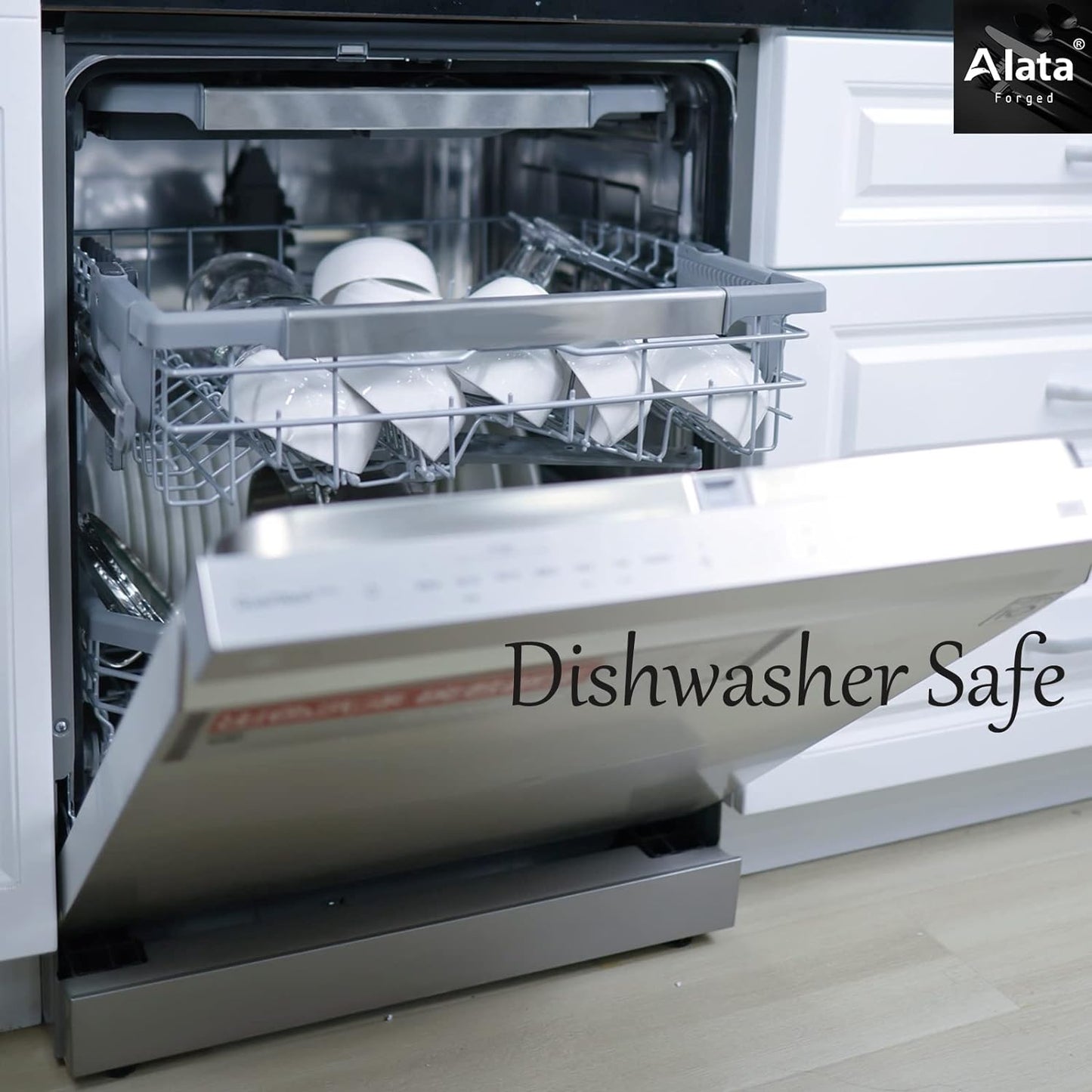 Alata Potter 40-Piece Forged Silverware Set Stainless Steel Flatware Set Cutlery Set, Service for 8, Mirror Finish, Dishwasher Safe