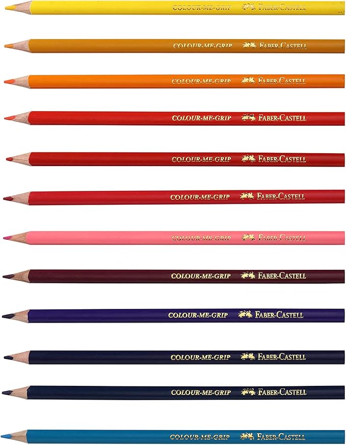 Faber Castell 24 Tri-colour Pencil Set Best Grip Includes Silver & Gold