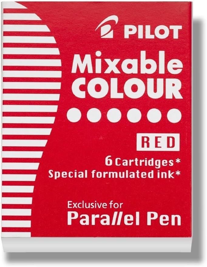 PILOT Parallel Mixable Color Ink Refills for Calligraphy Pens, Red, 6-Pack (77307)