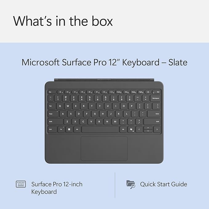 Microsoft Surface Pro Keyboard for Surface Pro 12" Device, Keyboard Only, Alcantara Material, Slate
