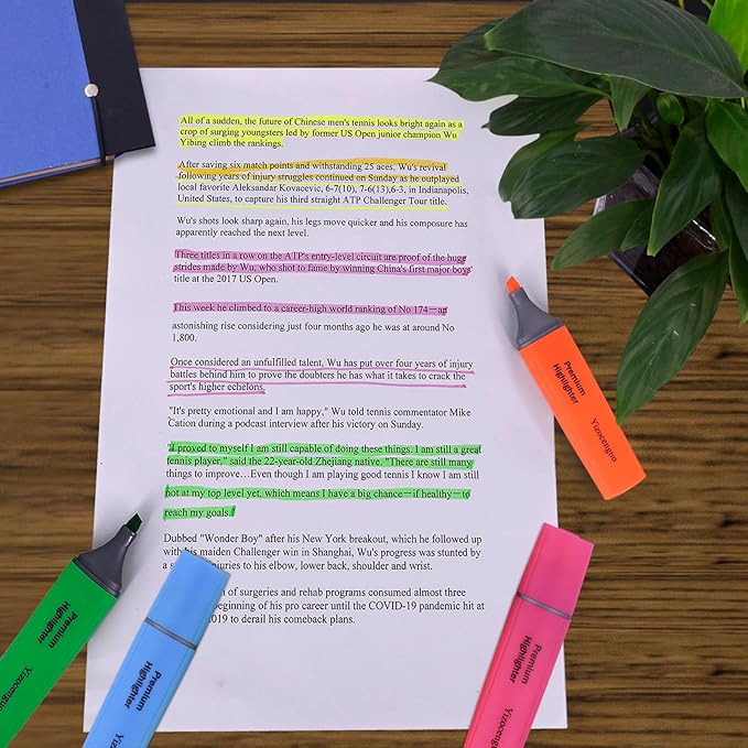 Highlighters Assorted Colors, 6 Neon Highlighters Chisel Tip Marker Pen, for Adults, Office School Supplies