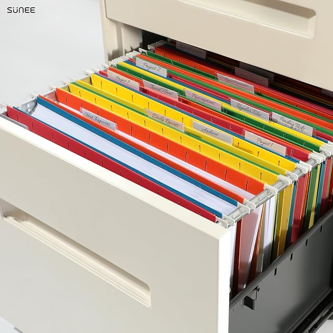 SUNEE Hanging File Folders Assorted Colors, 25 Pack File Folders Letter Size with 1/5-cut Tabs, Stay Organized for Your Home and Office Bulk File and Documents