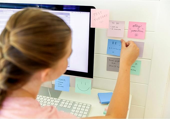 Post-it Super Sticky Notes, 5 Sticky Note Pads, 3 x 3 in., Ideal for Organization in Your Dorm, Home or Office, Single Color Packs Collection, Pink Salt