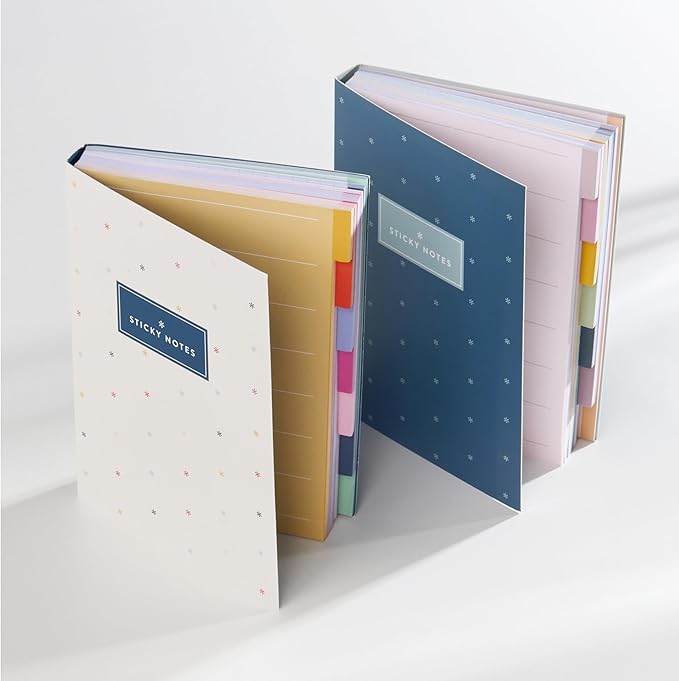 Erin Condren Colorful Functional Tabbed Sticky Notes Booklet, 7 Section Productivity Sticky Notes Set with 140 Total Sheets for Planning, Organization, and Note-Taking