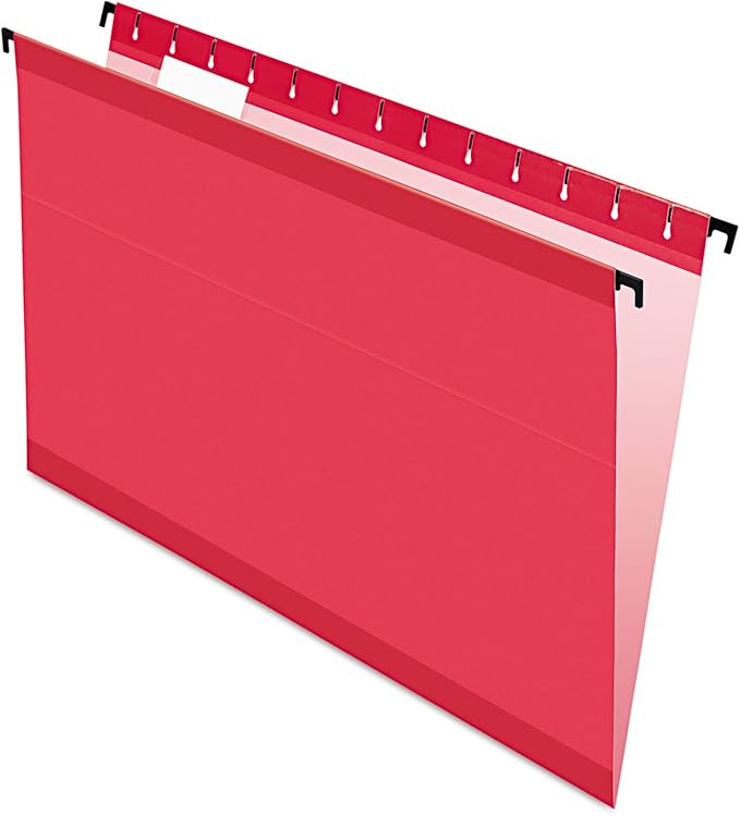 Pendaflex SureHook Reinforced Hanging Folders, Legal Size, Red, 1/5 Cut, 20/BX (6153 1/5 RED)