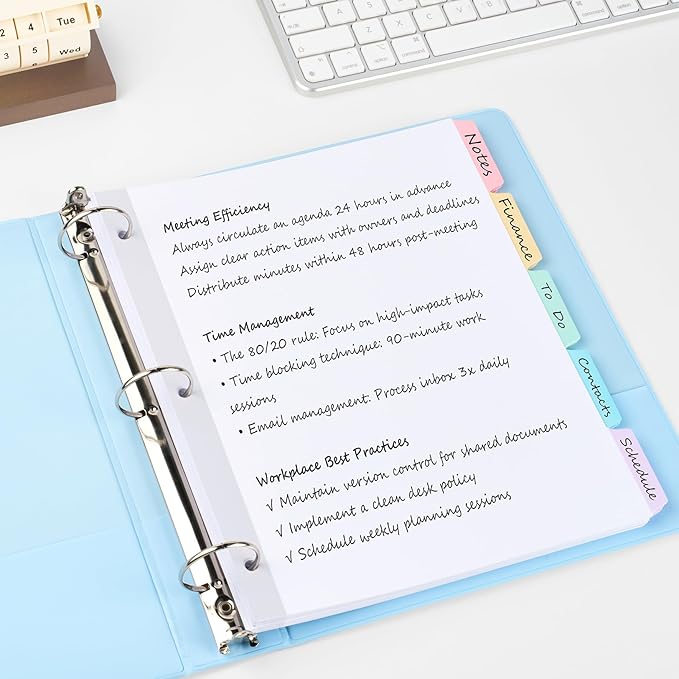 Forvencer Blank Writable Binder Dividers, 1/5 Cut Tabs, 3 Hole Punch Dividers with Reinforced Edge, Binder Dividers with Multicolor Tabs, Letter Size, 3 Sets, 15 Dividers