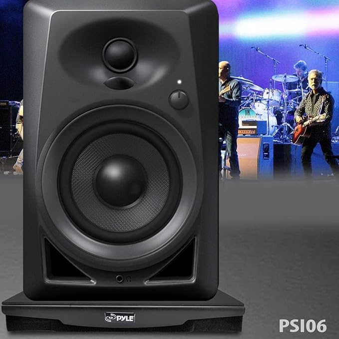 Pyle Speaker Isolation Pads - 10.4 x 13 x 2.8 inches - Acoustic Noise Isolation Platform - Foam Riser Recoil Stabilizer with Rubber Base for Studio Monitor, Subwoofer, Loudspeaker - PSIO6