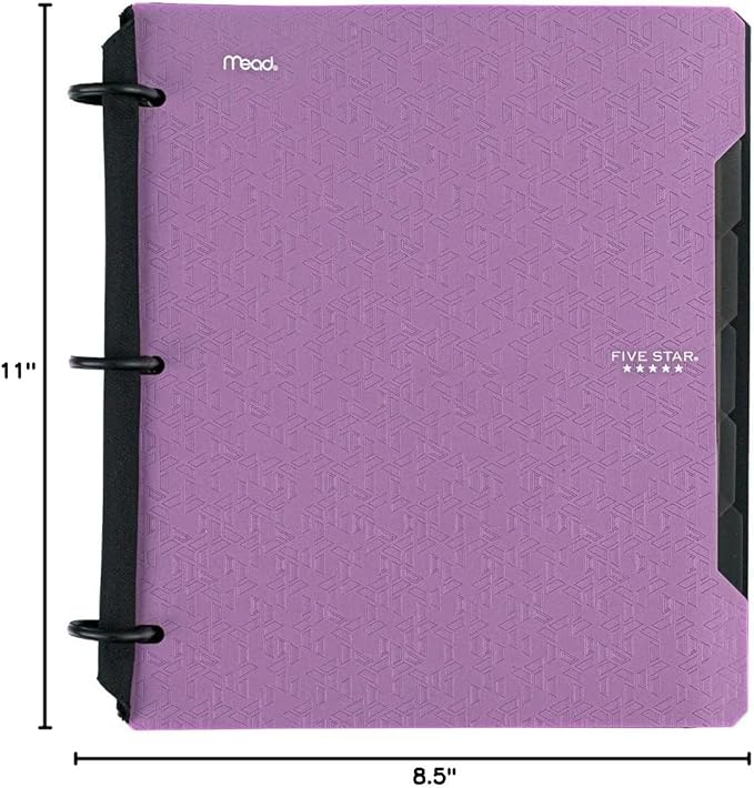 Five Star Flex Refillable Notebook + Study App, College Ruled Paper and 1-1/2 Inch TechLock Ring Binder with Pockets, Tabs and Dividers, 300 Sheet Capacity, Amethyst Purple (29324AB6)