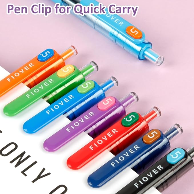 FIOVER Colored Gel Pens, 0.5mm Quick Dry Ink Fine Point Smooth Writing Colorful Pens for Journaling, School Supplies, Gifts for Nurses and Teens, Stocking Stuffers for Women (8PCS)