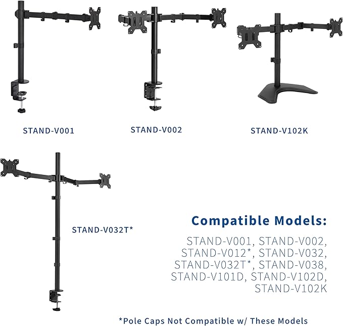 VIVO Hardware Pack for Monitor Stand, Includes Pole Cap, Cable Clips, Screws, Spacers, Allen Wrenches, Black, PT-SD-HP02