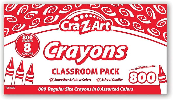 Cra-Z-Art Crayon Bulk Class Pack 800ct 8 Assorted Colors