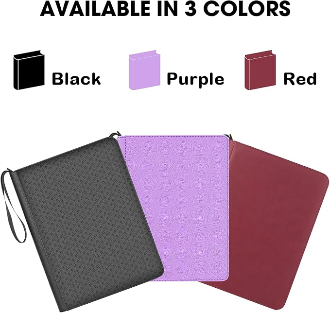 Card Binder 9 Pocket - 432 Cards, Premium Durable & Rigid PU Leather, 24 Page Zippered Side-Loading for Baseball, TCG, Trading & Sports Cards (Professional Black)