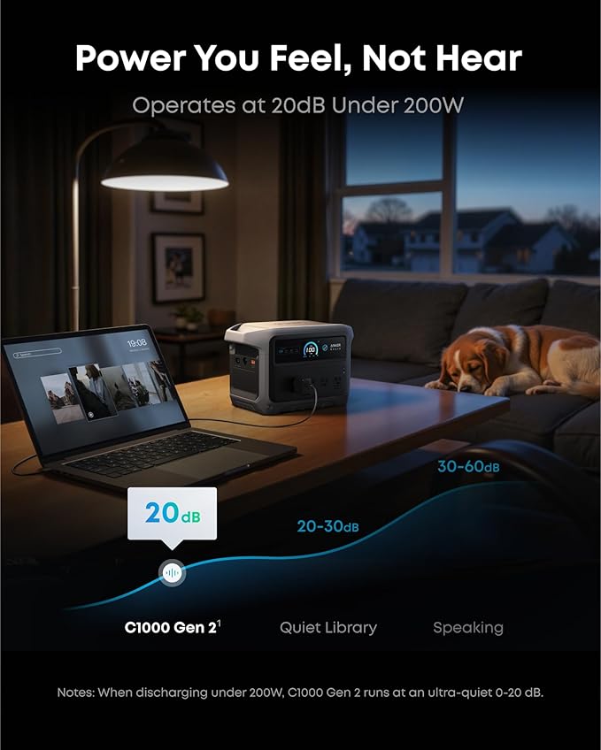 Anker SOLIX C1000 Gen 2 Portable Power Station with 400W Solar Panel, 2,000W (Peak 3,000W) Solar Generator, Full Charge in 49 Min, 1,024Wh LiFePO4 Battery for Home Backup, Power Outages, and Camping