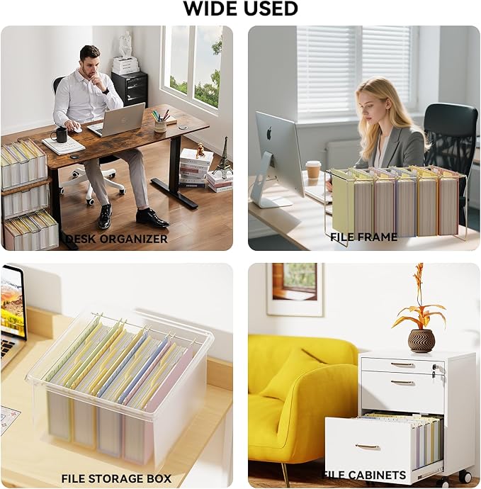 Ansook Plastic Legal Size Hanging File Folders,Extra Capacity 2" Expandable Legal File Folders Hanging with Tabs,12 Pack Pastel Hang Folders for Filing Cabinet, Office School Hanging File Organizer