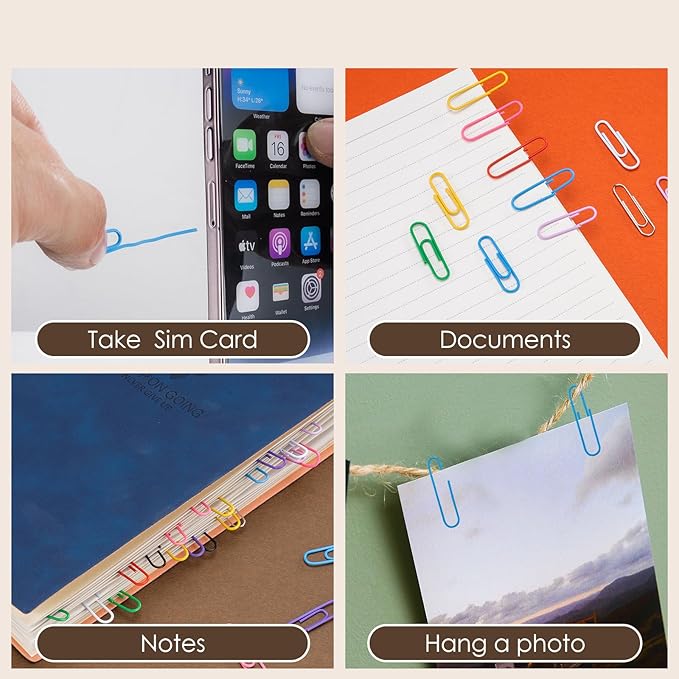 20 Pcs Jumbo Paper Clips 100mm/4 Inches Large Colored Big Papeclips for School, Office, and Daily Tasks