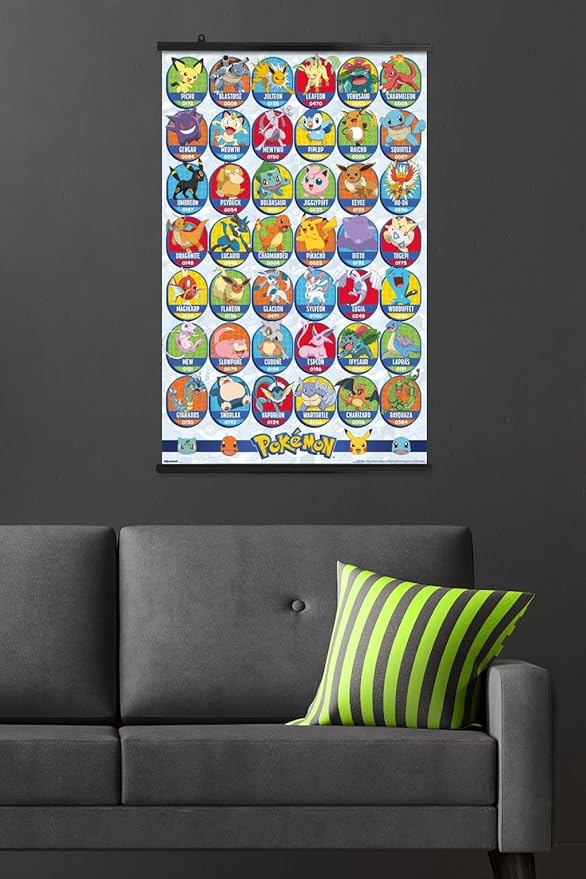 Pokémon: All-Time Favorites - Grid Wall Poster, 34L" x 22.4W", Poster & Clip Bundle