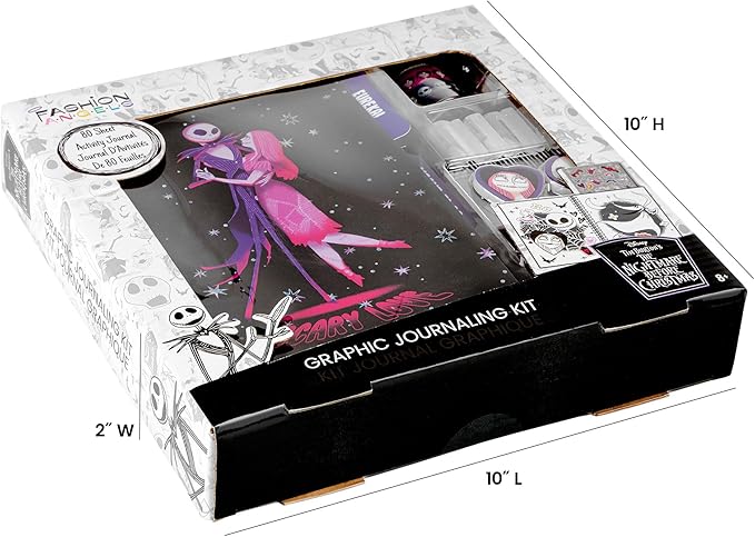 Fashion Angels The Nightmare Before Christmas Graphic Journaling Kit, Journal Set Includes Stickers, Gel Pens, Tape & Erasers, Ideal for Kids & Teens