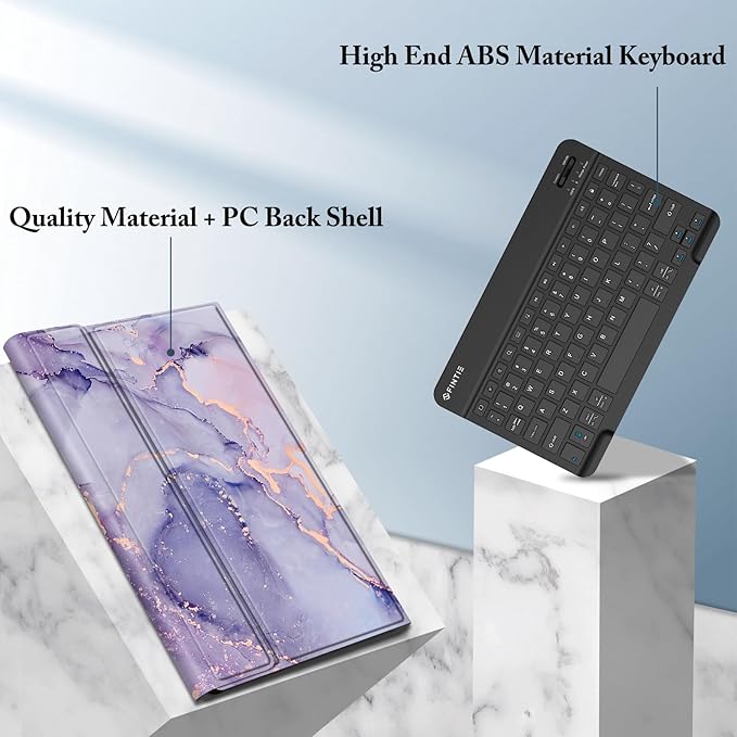 FINTIE Keyboard Case for Samsung Galaxy Tab S10 Lite/ S10 FE/ S9 FE 5G 10.9 Inch/Tab S9 11 Inch with S Pen Holder, Slim Stand Cover Detachable Wireless Bluetooth Keyboard, Lilac Marble