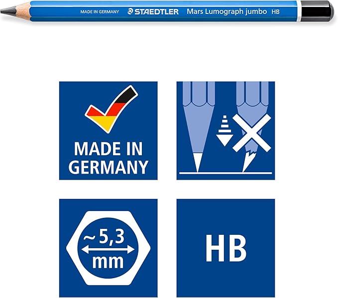 PENCILS DRAWING MARS LUMOGRAPH JUMBO STAEDTLER SET OF 5