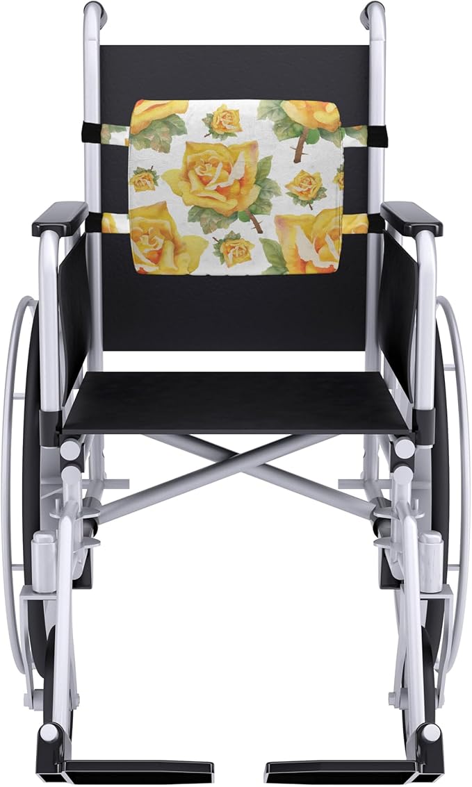 Ambesonne Rose Lumbar Back Support Pillow, Botanical Pattern with Roses Natural Beauty Theme Aquarelle Summer Bouquet, High Density Foam for Office Chairs Car Seats, 14" x 13", Green Yellow