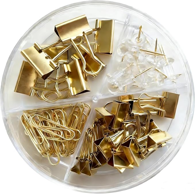 Paper Clips and Binder Clips Assortment (Golden)