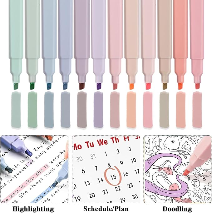 56 PCS Aesthetic School Supplies with Large Pencil Case, 5 Inspirational Ballpoint Pens, 12 Pastel Highlighters, 5 Black Ink Gel Pens, 6 Mechanical Pencils 0.5-0.7mm Student Essentials (Beige)
