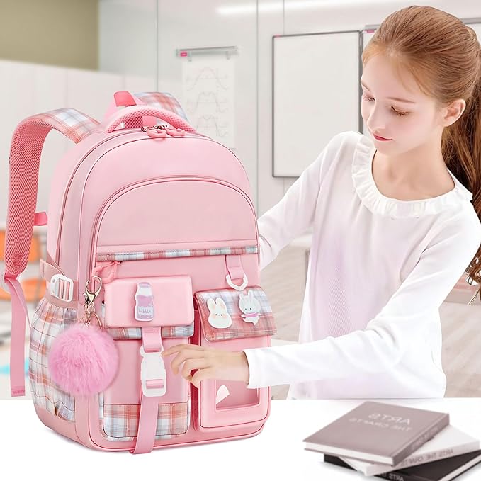Kids Backpacks for Girls - Cute Girls Backpack for Elementary, Middle and High School Students - 18" Large Capacity School Bookbag with Multiple Pockets